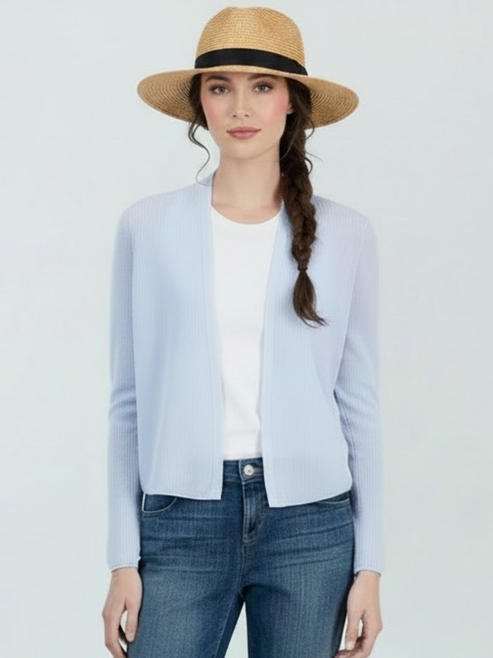 Eileen Fisher Lavender Cropped Open Front Long Sleeve Cardigan Women’s Size XS